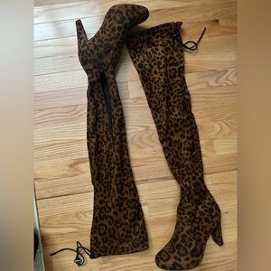 Leopard OTK boots
